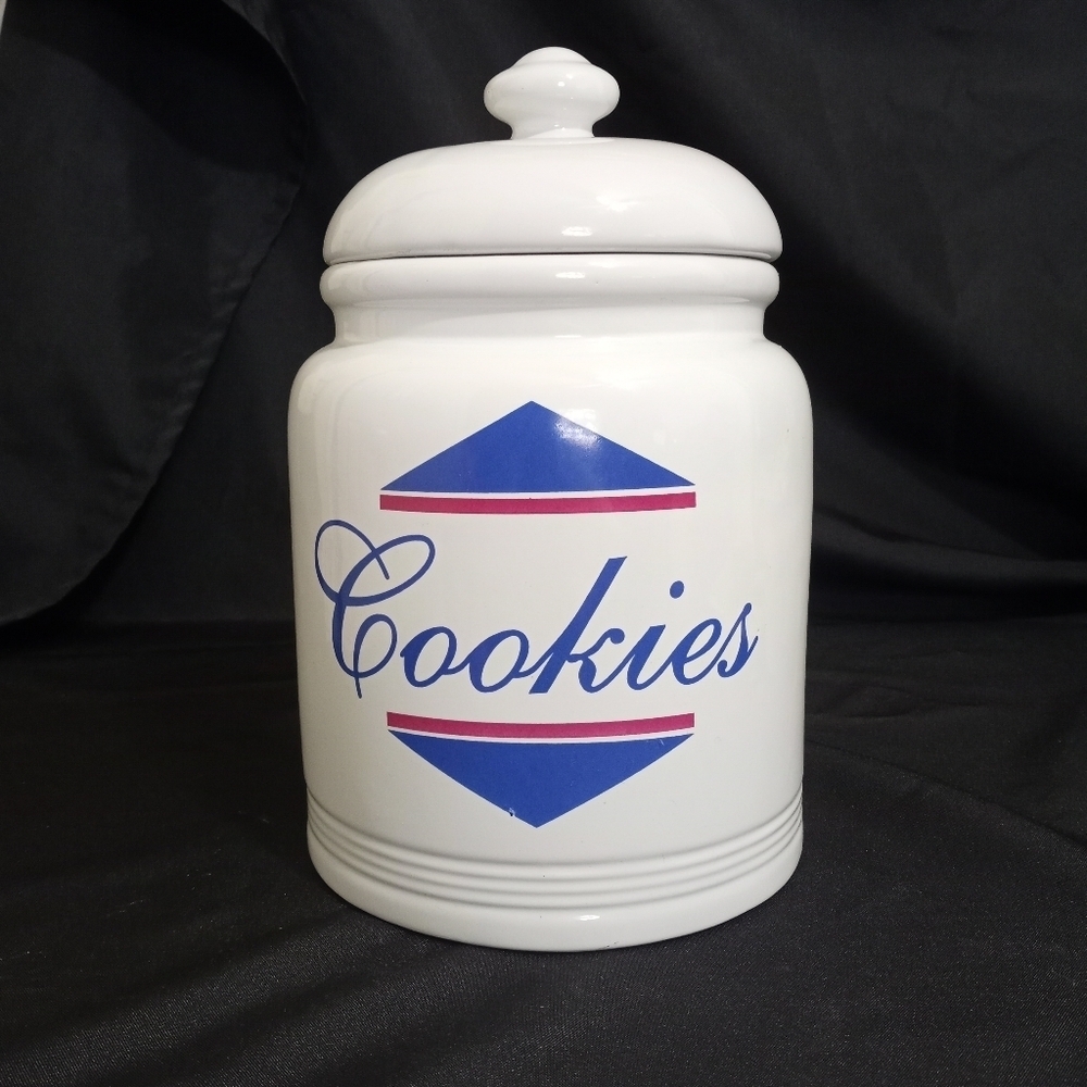 White Retro Cookie Jar Babcock's Furniture 89th Anniversary